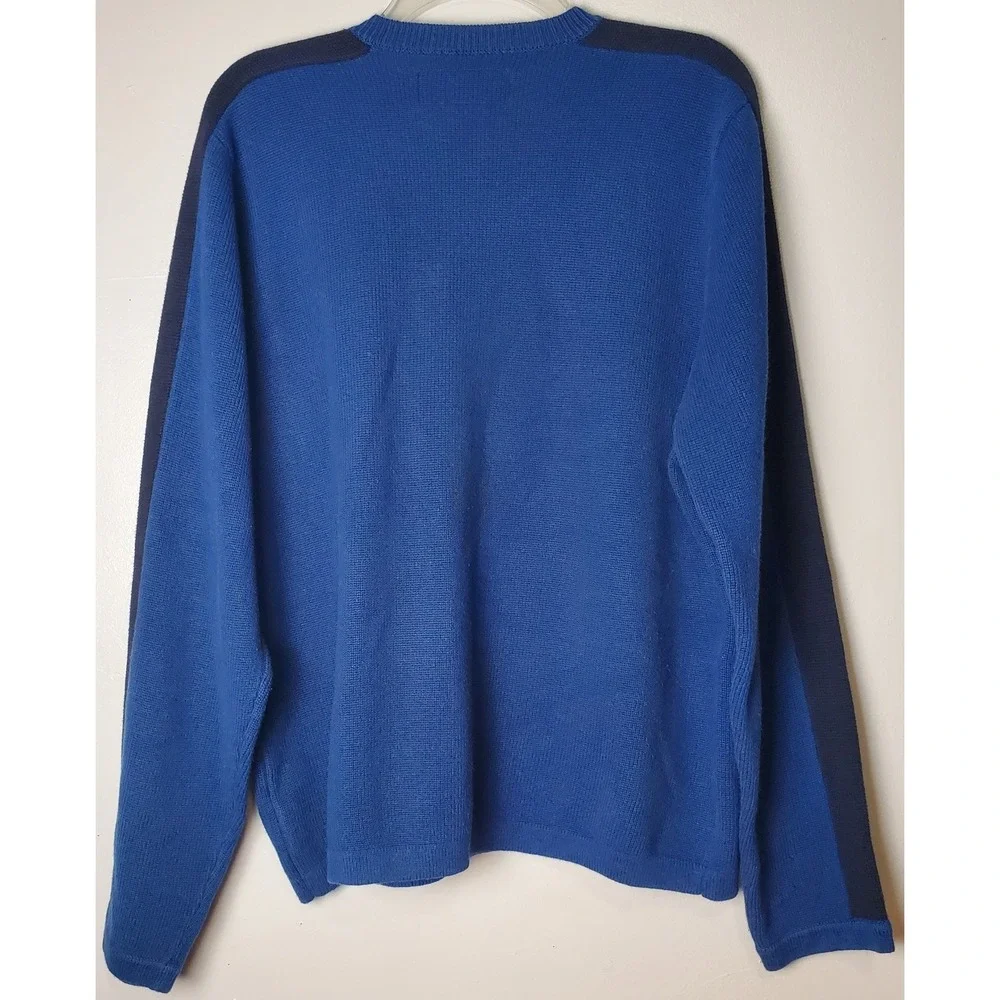 READ Vintage Abercrombie & Fitch Y2K Men's Large V-neck Blue Pullover Sweater‎